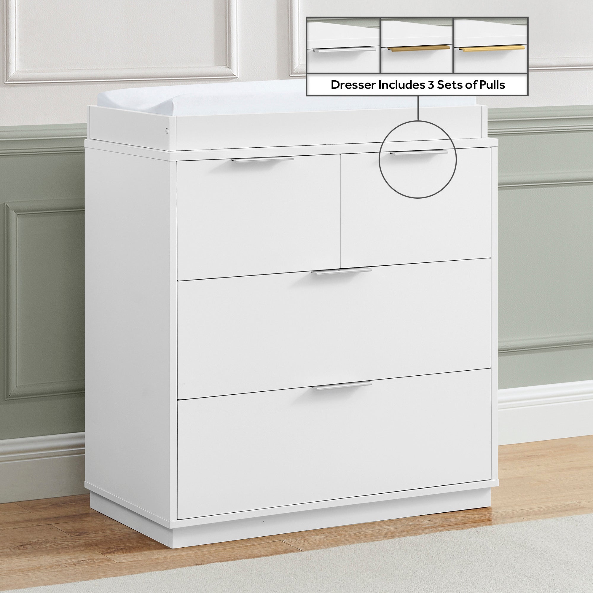 Forever 4-Drawer Dresser with Changing Top & Interlocking Drawers - Perfect Nursery Storage & Baby Changing Station for Modern Parents