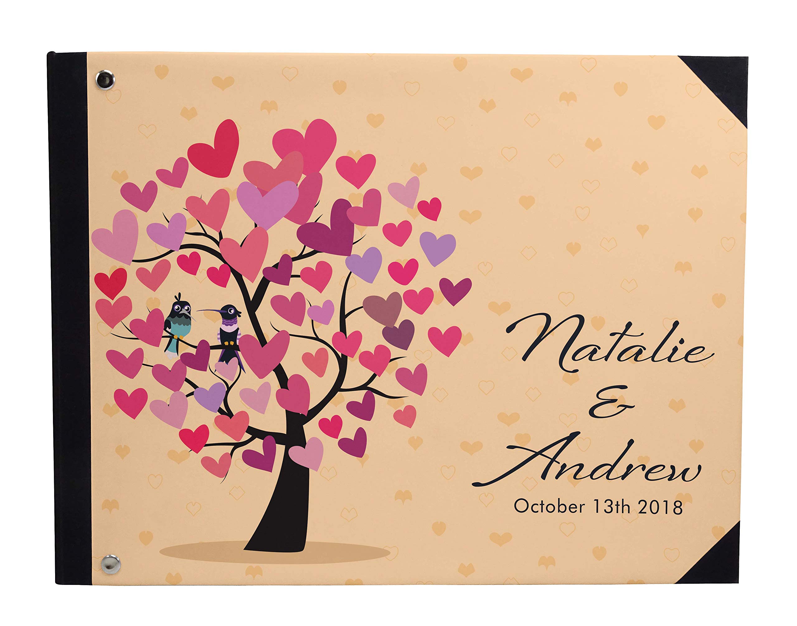 Orange Heart Tree Wedding Guest Book - Hardbound Guest Sign-in Registry for Bridal Showers, Receptions & Anniversaries - 9 x 12 Inches - Darling Souvenir Keepsake