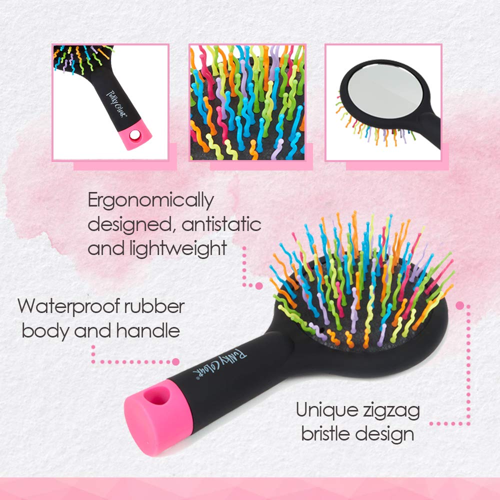 Punky Hair Brush & Detangler with Mirror - Professional Styling Tool for Smooth, Tangle-Free Hair - Perfect for Home, Travel, Salon & Daily Hair Care