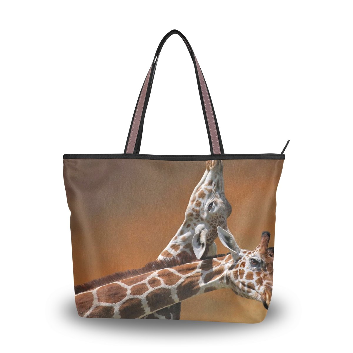 Stylish Large Women's Tote Bag with Top Handle & Shoulder Strap - Giraffe Print Fashion Handbag for Work, Travel & Everyday Use