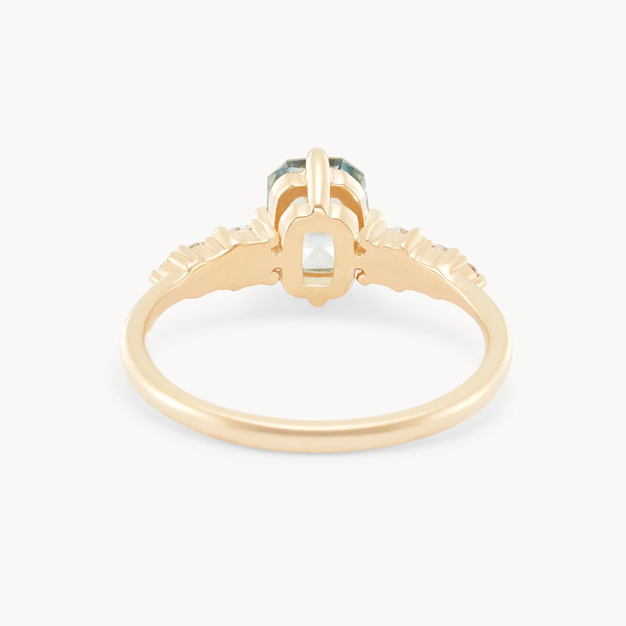 14K Yellow Gold Unique Lunar Radiance Ring with Green & Colorless Sapphire – Perfect for Engagement, Anniversary & Special Occasion Gifts
