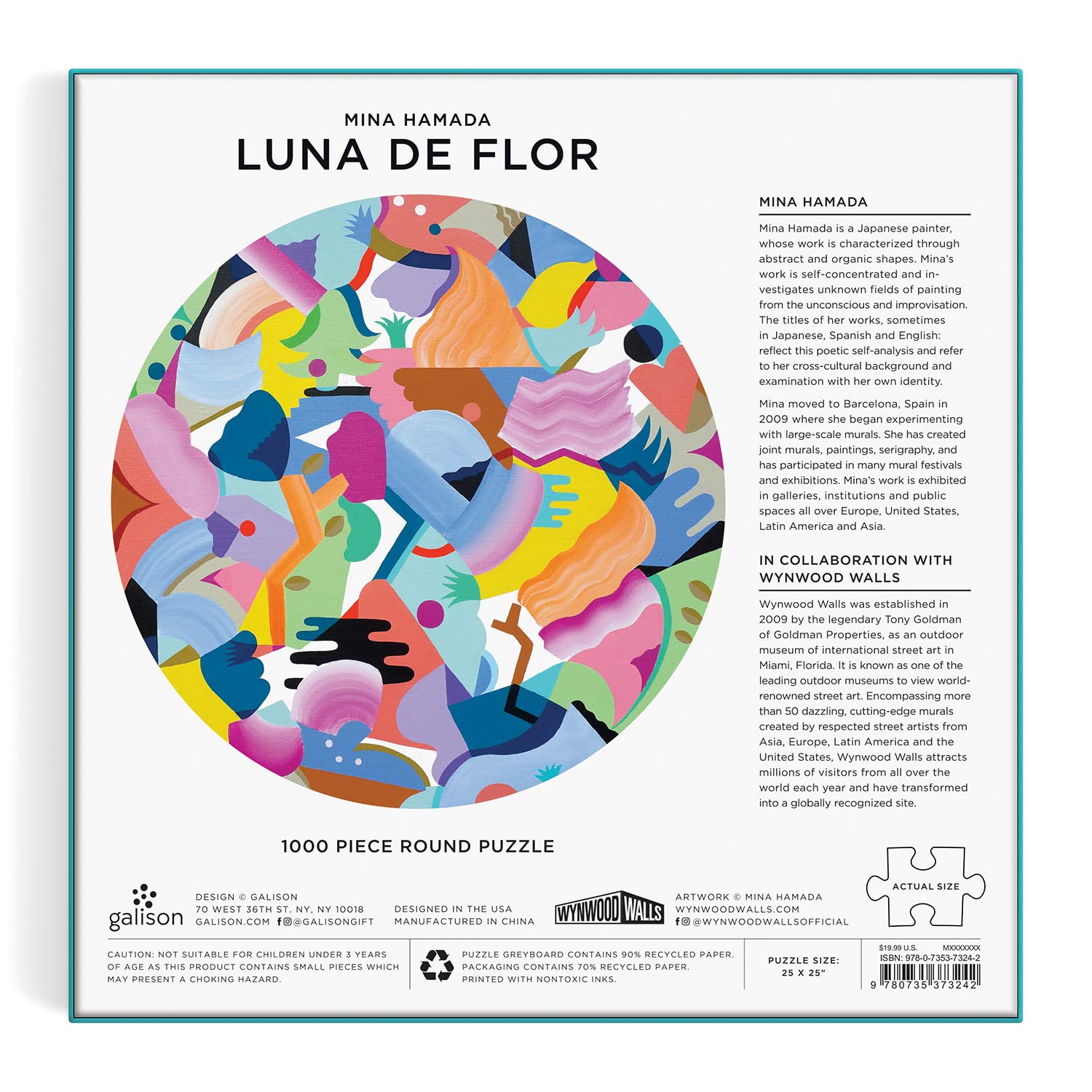 Galison Mina Hamada Luna de Flor 1000-Piece Round Jigsaw Puzzle for Adults – Vibrant Floral Art, Premium Thick Pieces, Challenging Puzzle Game – Perfect Gift for Puzzle Lovers, Home Decor & Relaxation