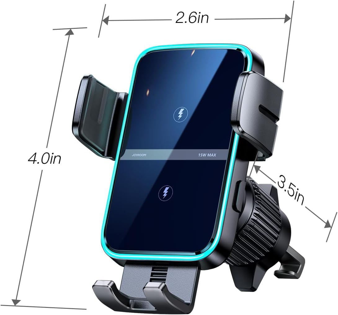 JOYROOM Wireless Car Charger Mount - Dual Coil Auto-Clamping Phone Holder for iPhone 16 Pro Max/15/14/13/12/11, Samsung Galaxy S24/S23/S22/S21 Ultra & Flip - Fast Charging Dashboard & Windshield Car Mount (Perfect for Commuting, Road Trips & GPS Navigation)