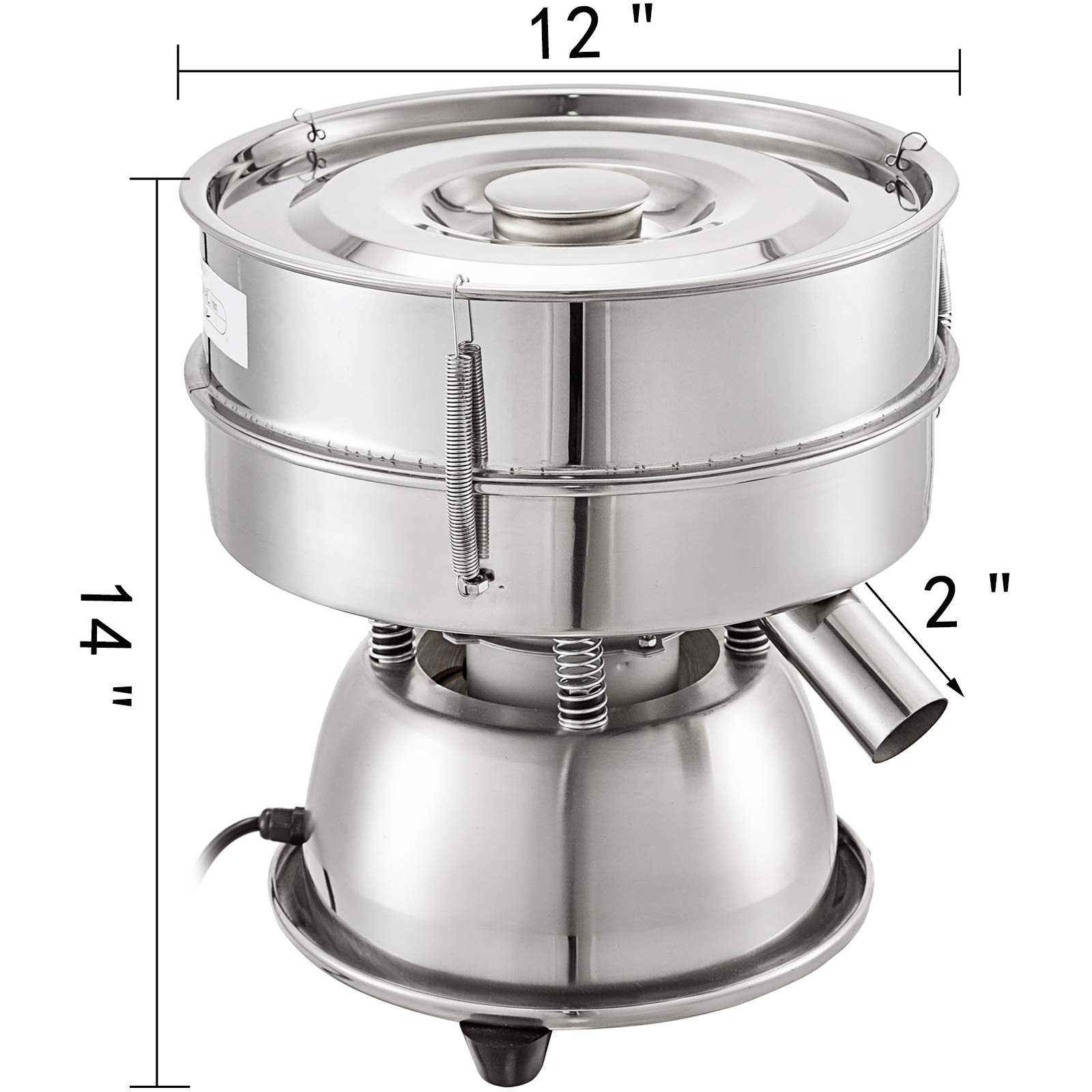 VBENLEM Automatic Electric Sieve Shaker Machine - 12 Mesh & 80 Mesh Flour Sifter, 110V 50W Vibrating Sifter (1150 RPM) for Rice, Herbal Powder & Particles - Perfect for Baking, Lab Testing & Food Processing