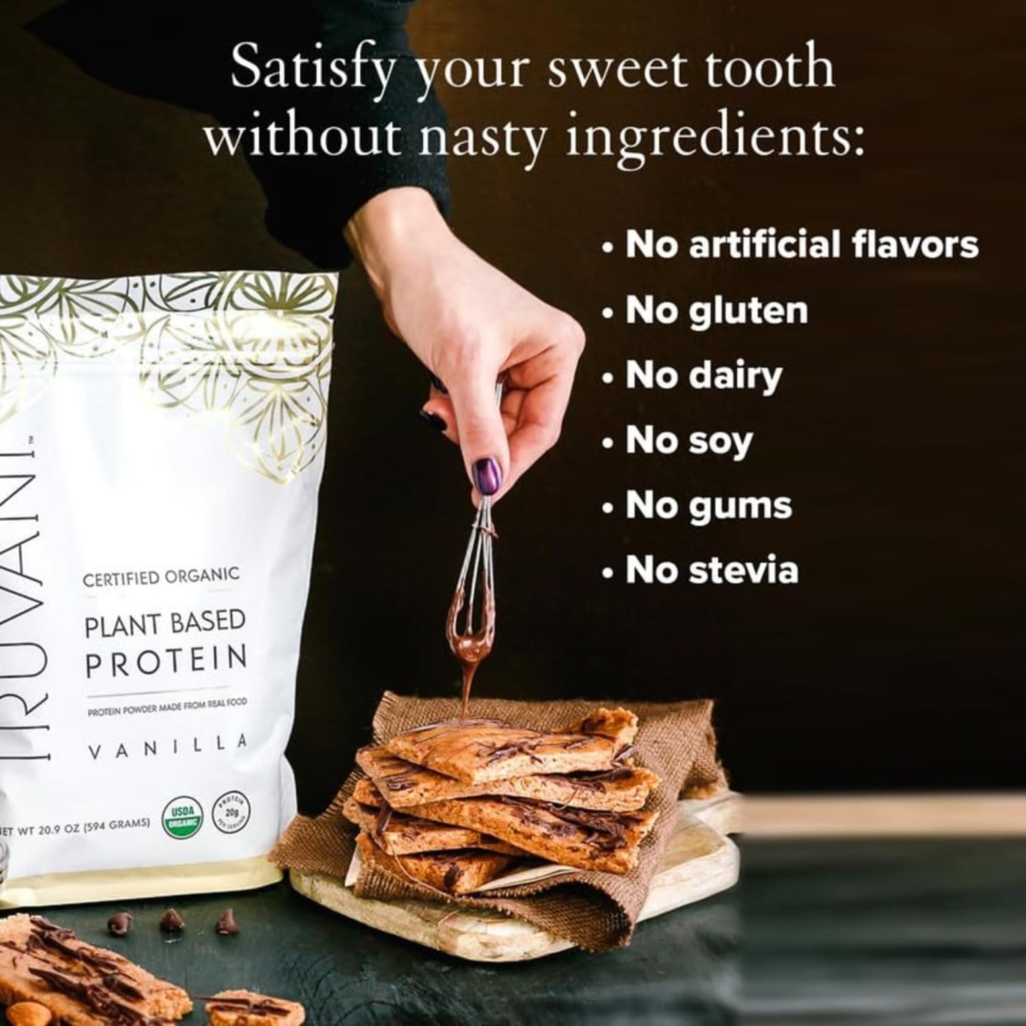Truvani Vegan Pea Protein Powder - Vanilla Flavor | 20g Organic Plant-Based Protein per Serving | 20 Servings | Keto, Gluten-Free, Dairy-Free, Low Carb, No Added Sugar | Ideal for Smoothies, Baking & Post-Workout Recovery