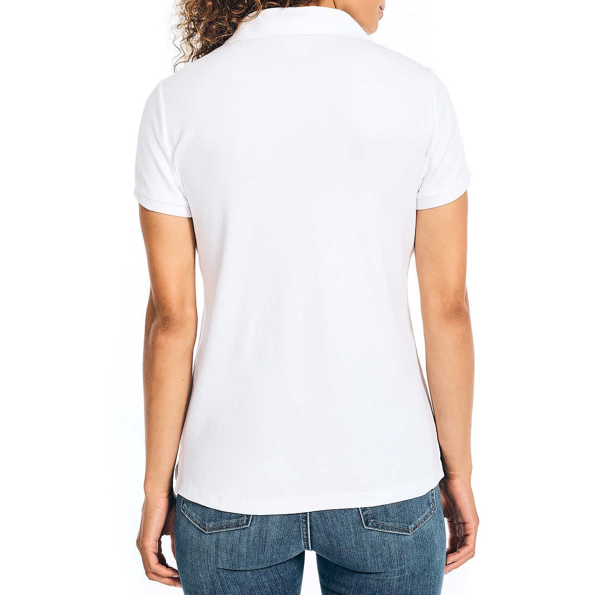 Nautica Women's Short Sleeve Polo Shirt - 3-Button Cotton Golf Top for Women, Breathable & Comfortable, White, X-Small - Perfect for Golf, Tennis, Casual Wear & Summer Outfits