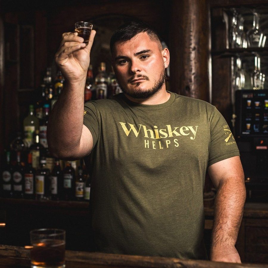 Whiskey Helps? Funny Military Green T-Shirt - Perfect for Casual Wear, Parties & Gifts