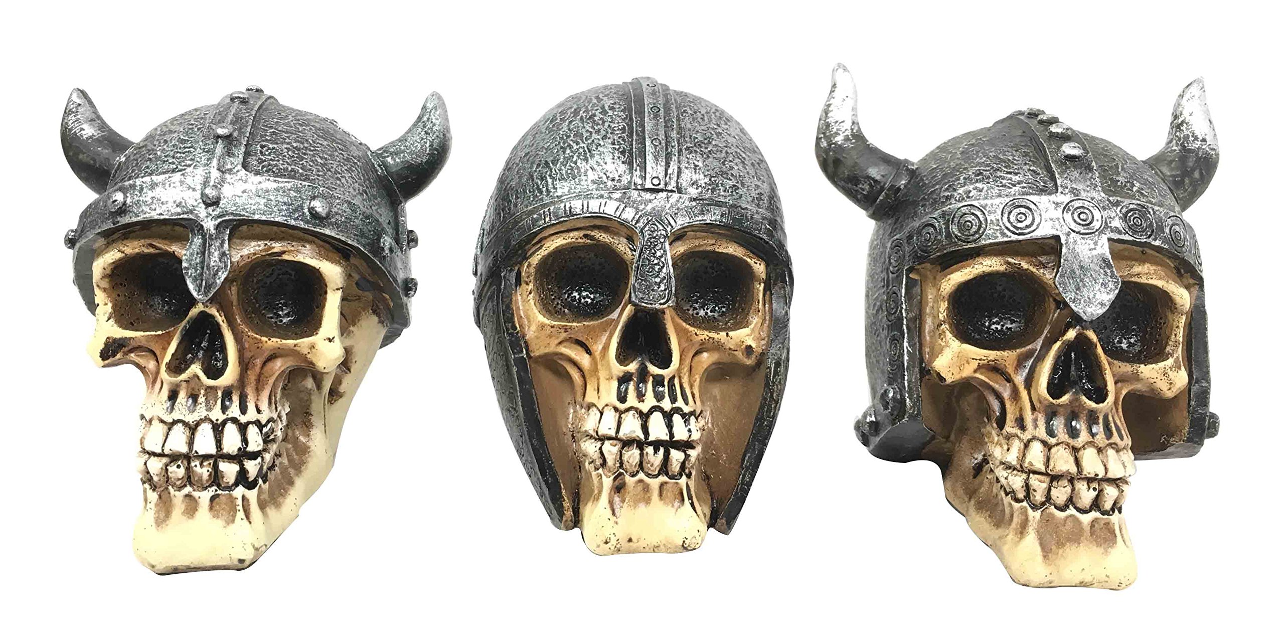 Viking Warlords Skull Figurine Set - Norse Mythology Collectible for Home Decor