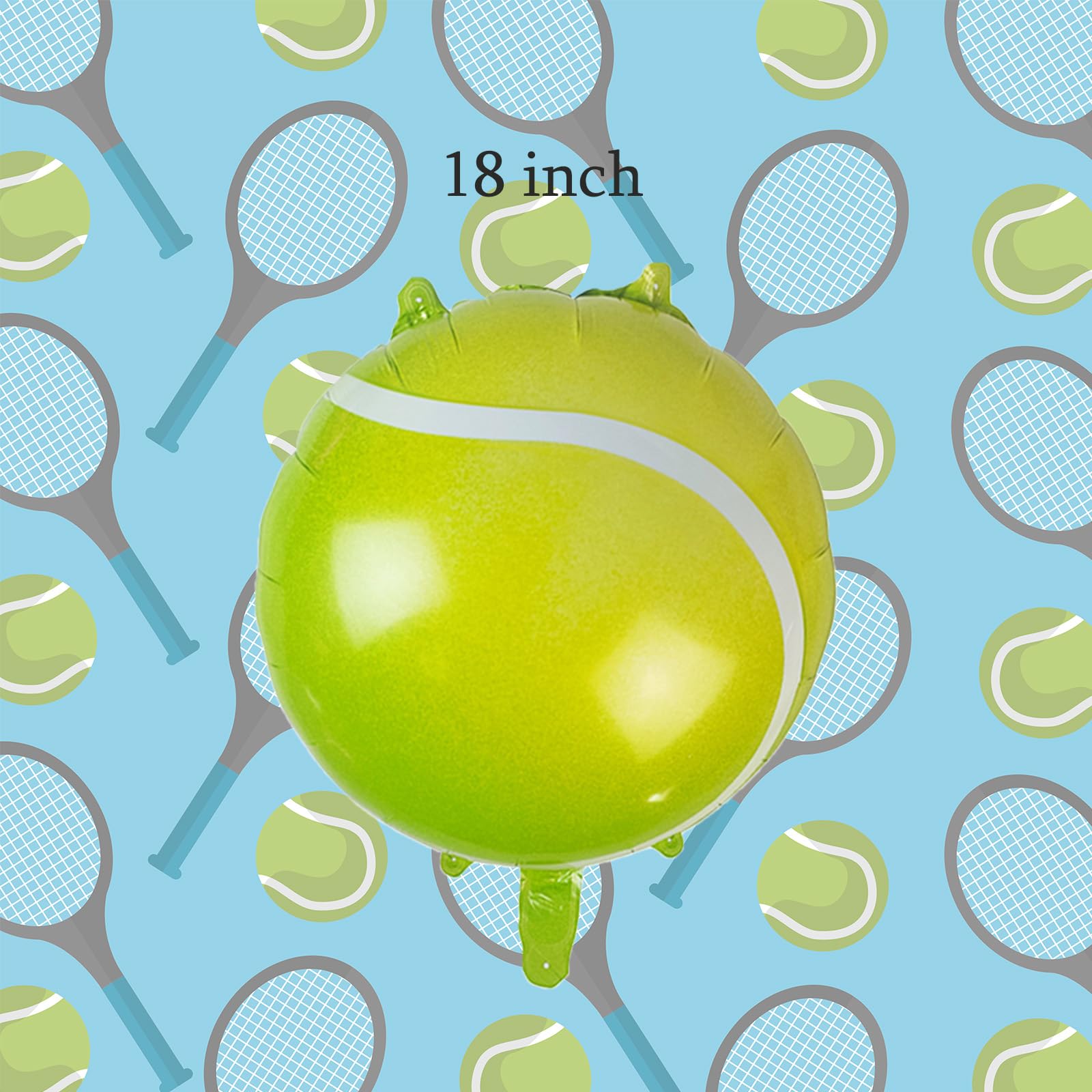 9Pcs Tennis Party Balloon Decorations Set - Tennis Ball & Golden Trophy Foil Balloons, Green Star Mylar Balloons for Sports Themed Parties - Perfect for Men, Women & Kids Birthday, Graduation & Championship Celebrations