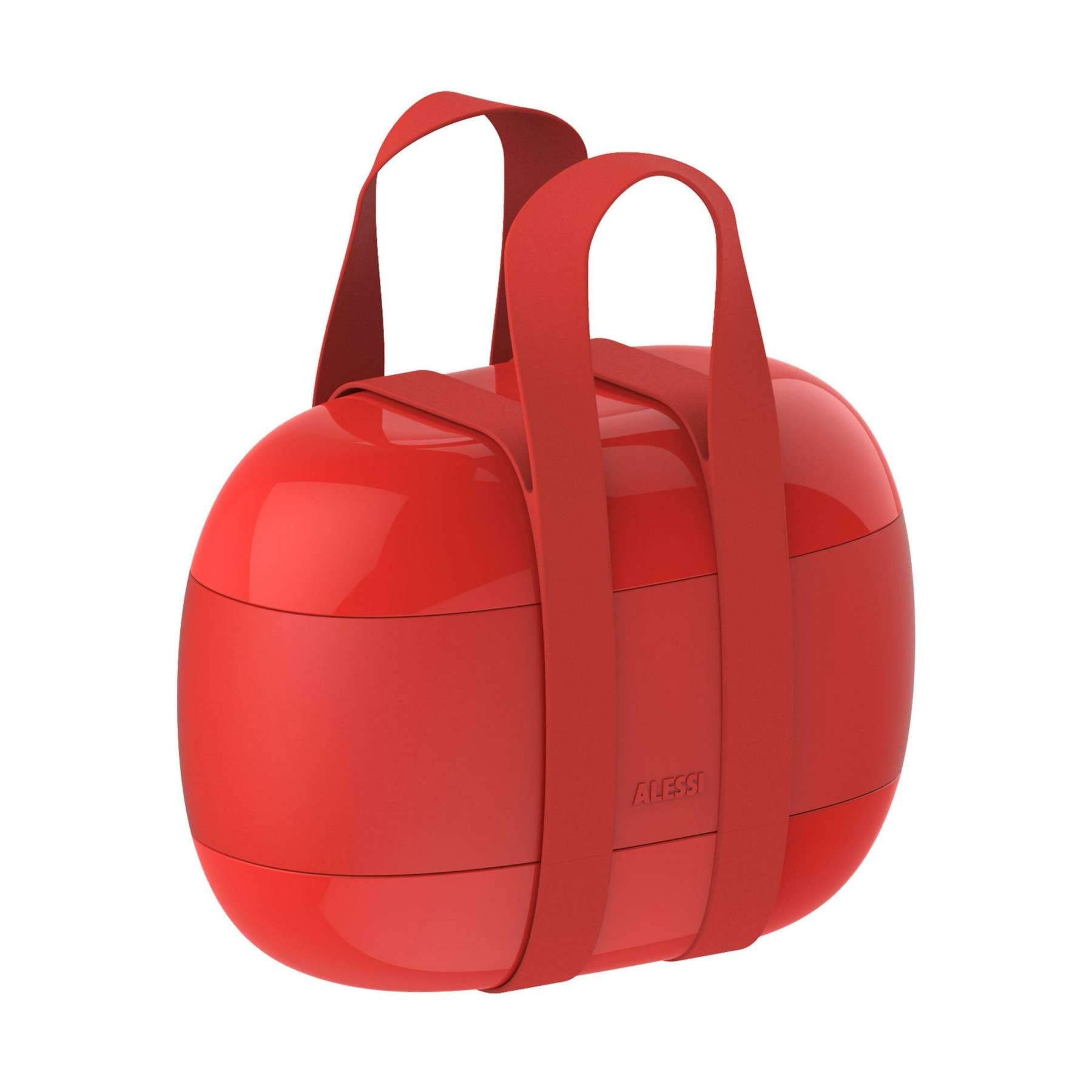 Alessi Food à Porter Portable Lunch Box - Stainless Steel, BPA-Free, One Size, Red - Perfect for Office, School, Picnics & Travel
