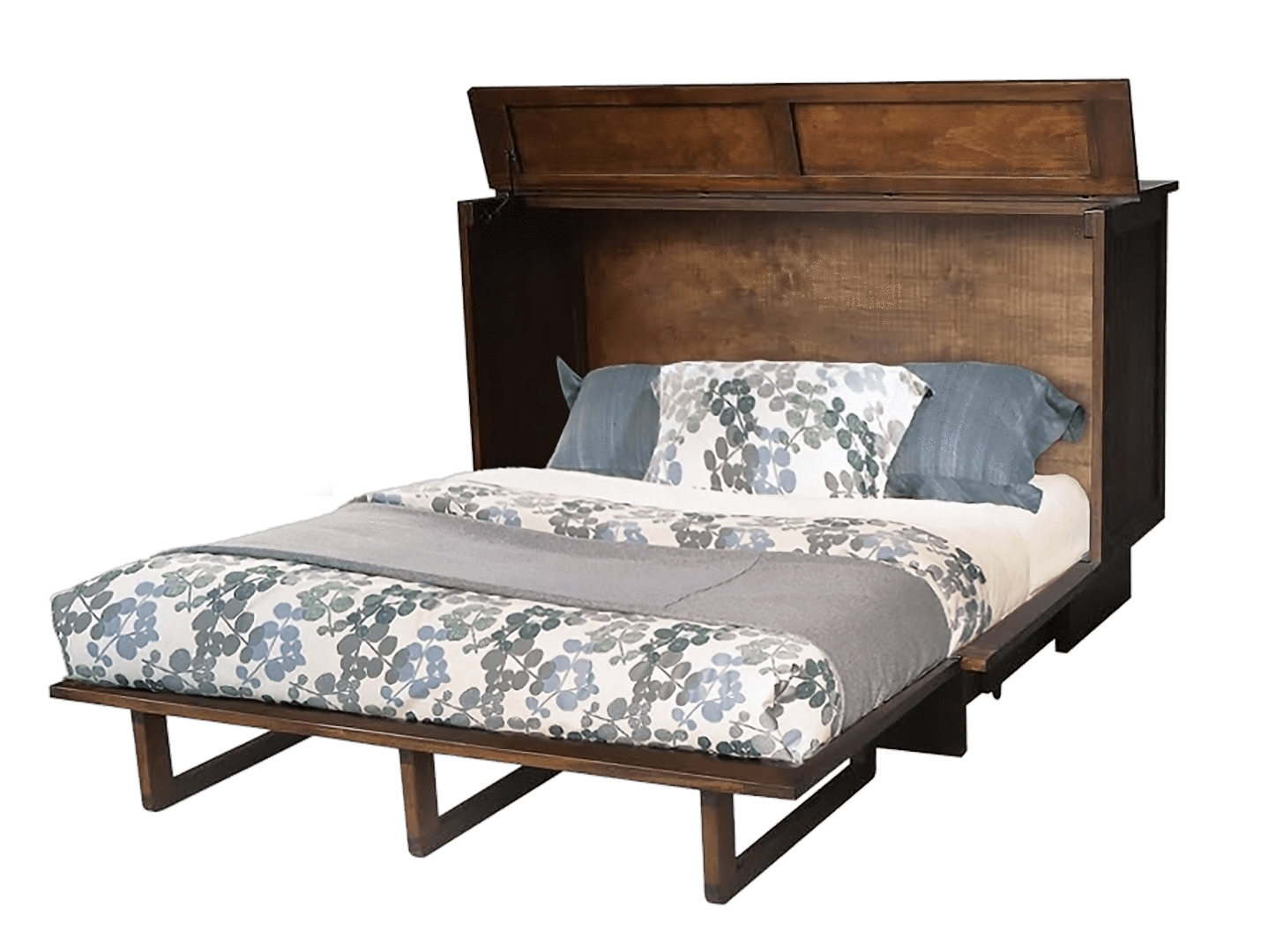 Tuscany Murphy Cabinet Bed in Brushed Acacia Wood - Space Saving Wall Bed with Storage | Queen & Full Size Options | Perfect for Small Apartments, Guest Rooms & Home Offices