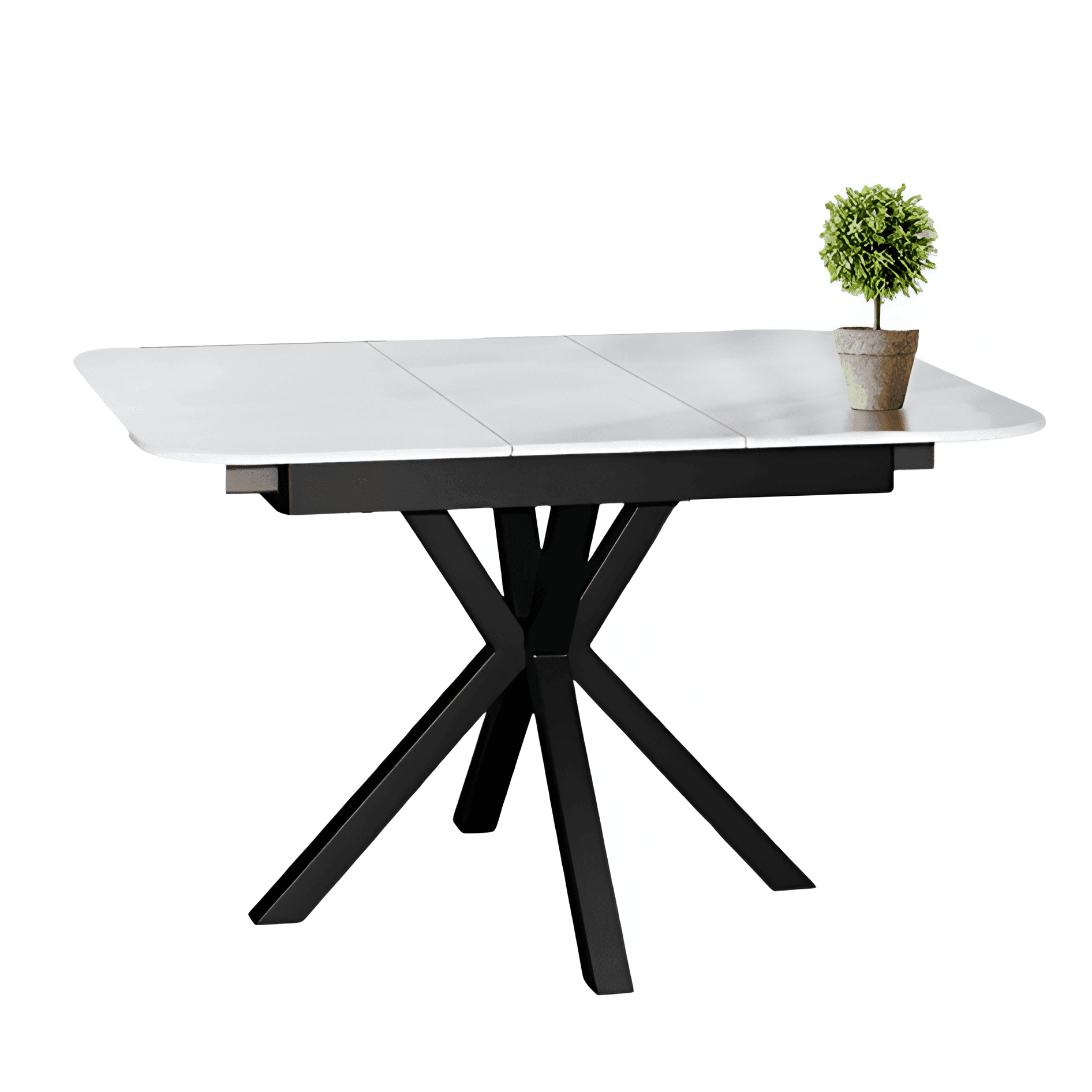 Heiwa Extendable Dining Table with Crystalized Stone Top - Modern Expandable Kitchen Table for Small Spaces, Dinner Parties & Family Gatherings