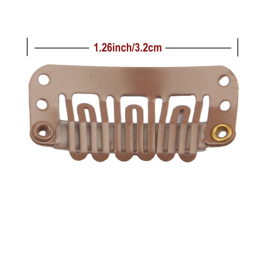 20pcs Stainless Steel U-Shape Snap Clips for Hair Extensions, Wigs & Hairpieces - Durable Wig Accessories & Hair Combs (Light Brown) - Perfect for Salon, Cosplay & Daily Hairstyling