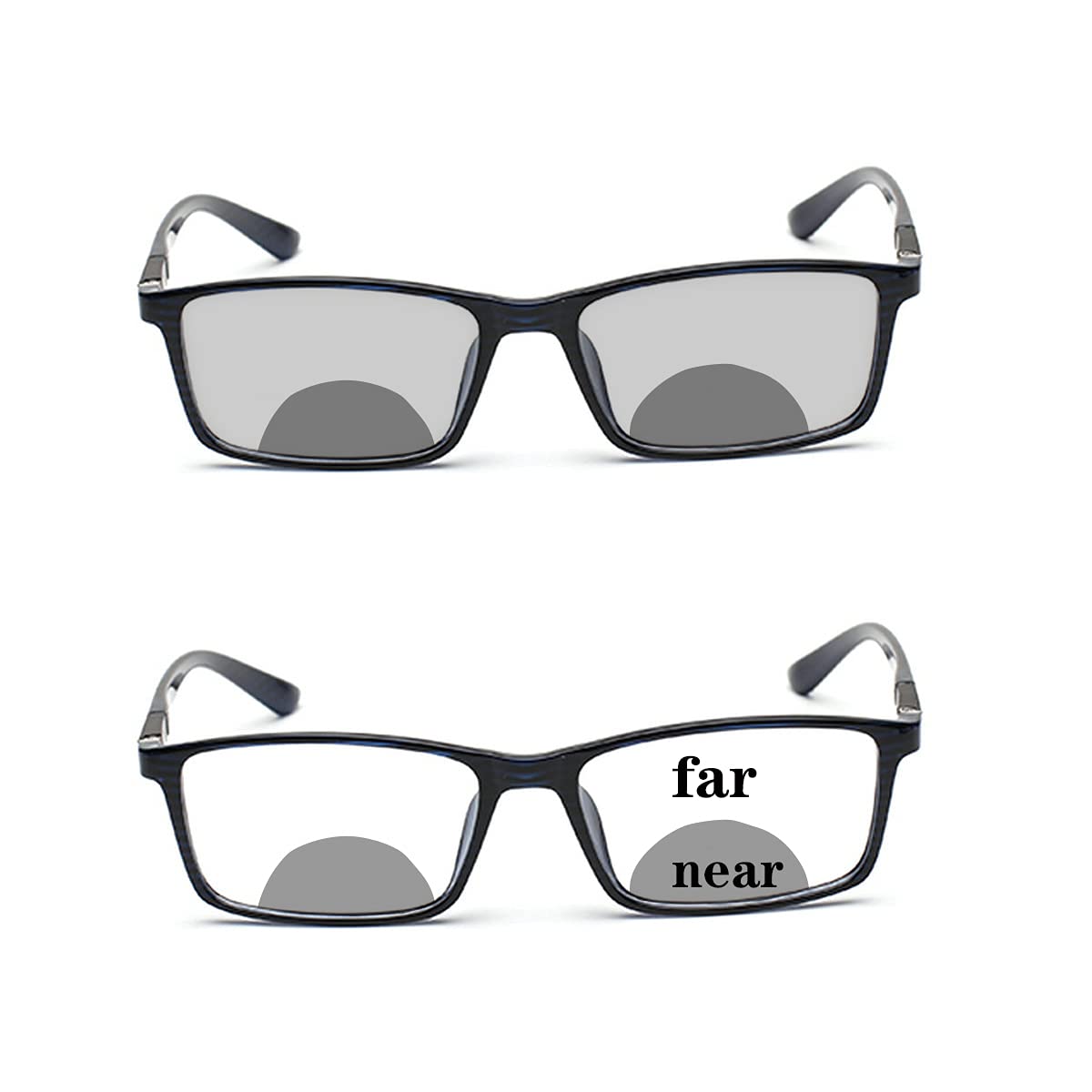 Melrose Men's Bifocal Reading Glasses - Square Retro Business Glasses Frame with Photochromic Transition Lenses - Perfect for Office Work, Reading & Outdoor Activities