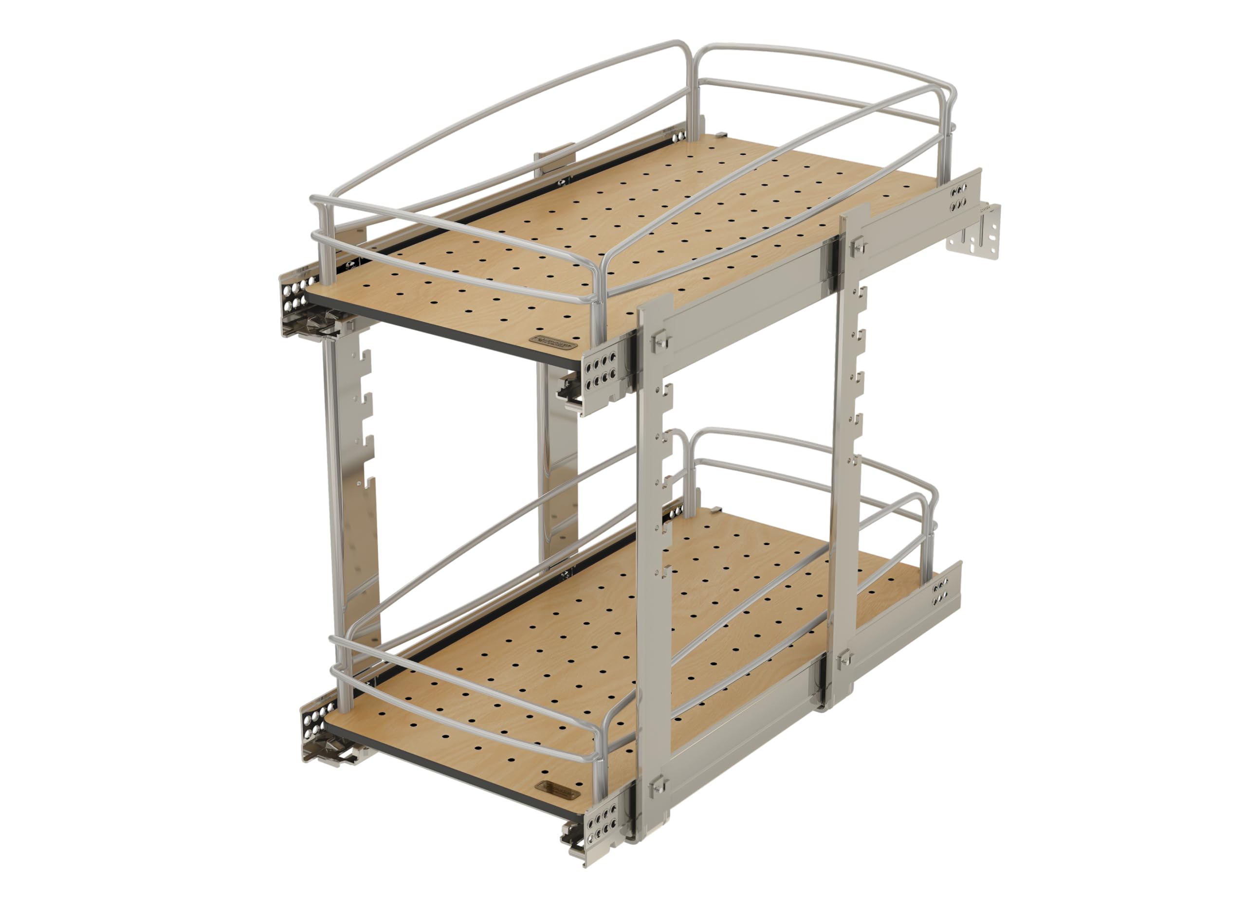 Rev-A-Shelf 2-Tier Pull-Out Kitchen Cabinet Organizer with Solid Bottom & Undermount Soft-Close Full Extension Slides - 54BK-12SC-2-1 - Perfect for Pantry Storage and Spice Rack Organization
