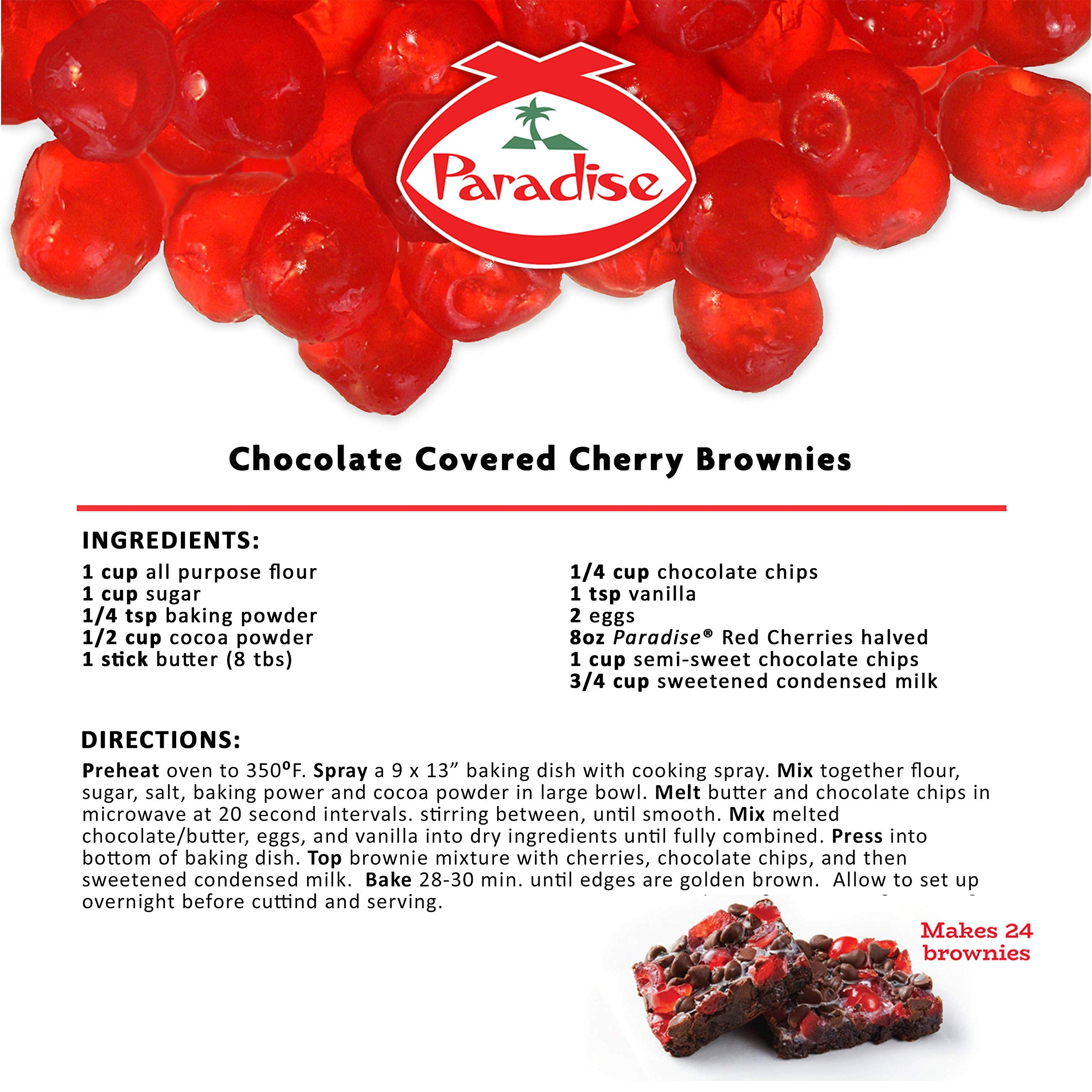Fresh Paradise Red Cherries, 8 Ounce (Pack of 2) - Sweet & Juicy Snack for Smoothies, Desserts & Healthy Eating