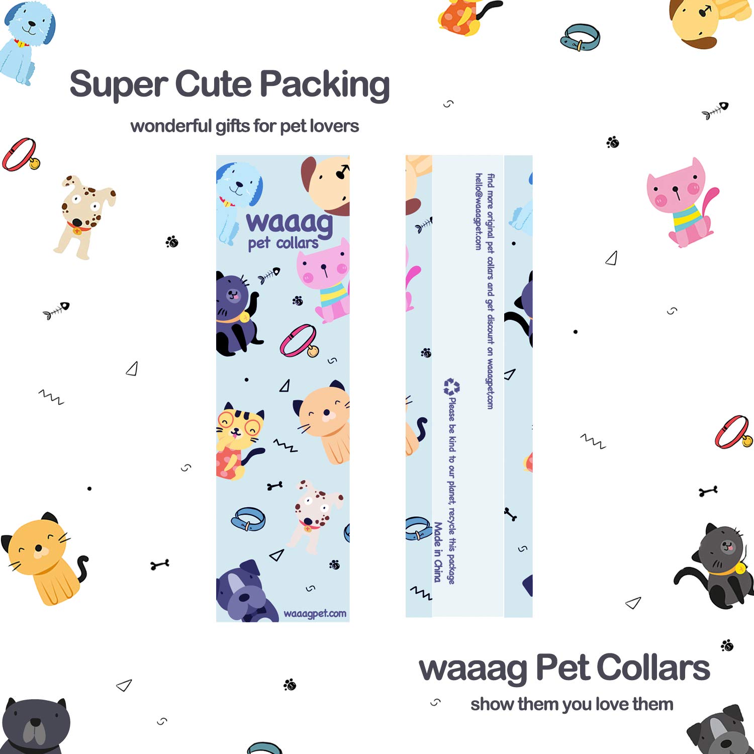 Waaag Pet Celestial Dog Collar & Cat Collar with Moon, Star & Sun Designs - Adjustable Leash Harness for Large Dogs & Cats - Perfect for Night Walks, Outdoor Adventures & Pet Fashion (Pack of 1)