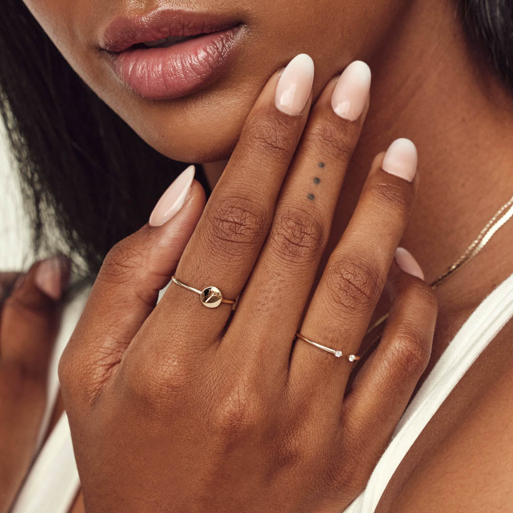 10k Gold Mini Engravable Disc Ring - Personalized Jewelry Gift for Women, Engraved Nameplate Ring for Anniversary, Wedding, Birthday - Perfect for Everyday Wear & Special Occasions