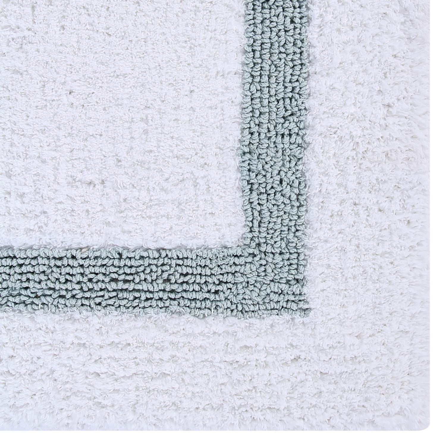 Better Trends 100% Cotton Hotel Collection Bath Mats Set - Ultra Absorbent, Reversible & Machine Washable 5-Piece Bathroom Rug Set (Gray & White) for Toilet Base, Tub Runner & Shower - Luxury Spa & Guest Bathroom Decor