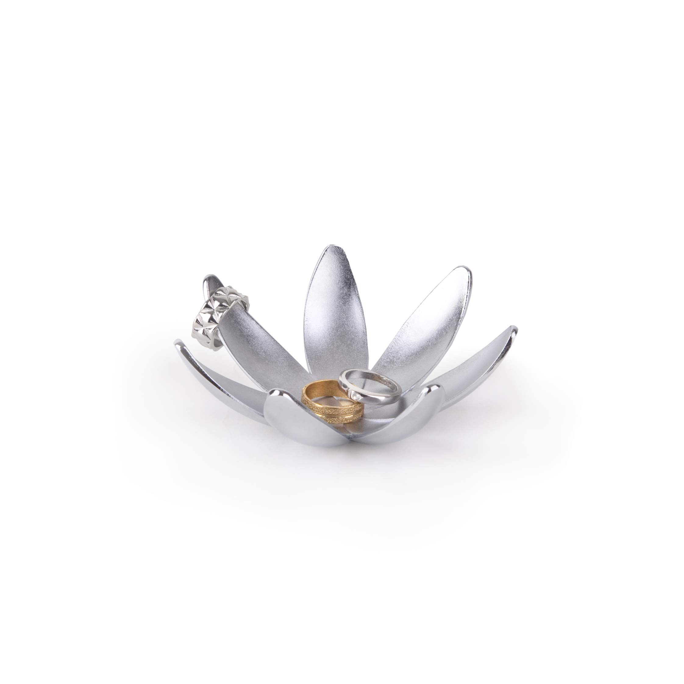 Chrome Magnolia Ring Dish for Jewelry Storage
