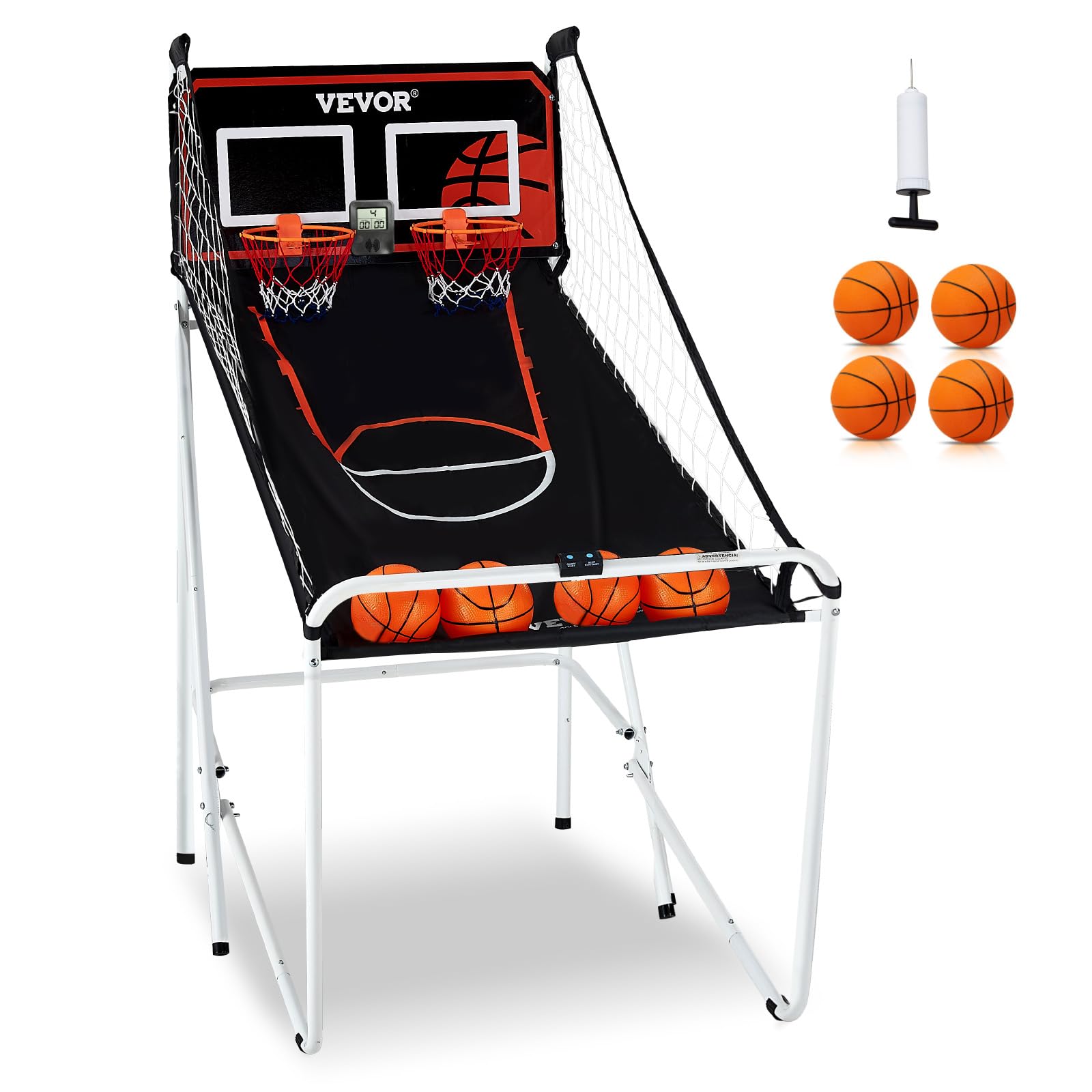VEVOR 2 Player Indoor Basketball Arcade Game - Home Dual Pop-A-Shot with 8 Game Modes, Electronic Scoreboard & Air Pump - Fun Sports Game for Kids & Adults - Perfect for Family Game Rooms, Basement Entertainment & Birthday Parties