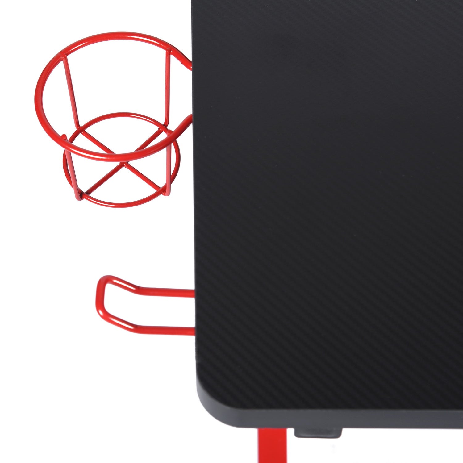 Modern Black & Red Computer Desk - Scratch Resistant, Waterproof Surface with Multiple Features - Model Ally - Perfect for Home Office, Gaming Setup & Small Workspaces