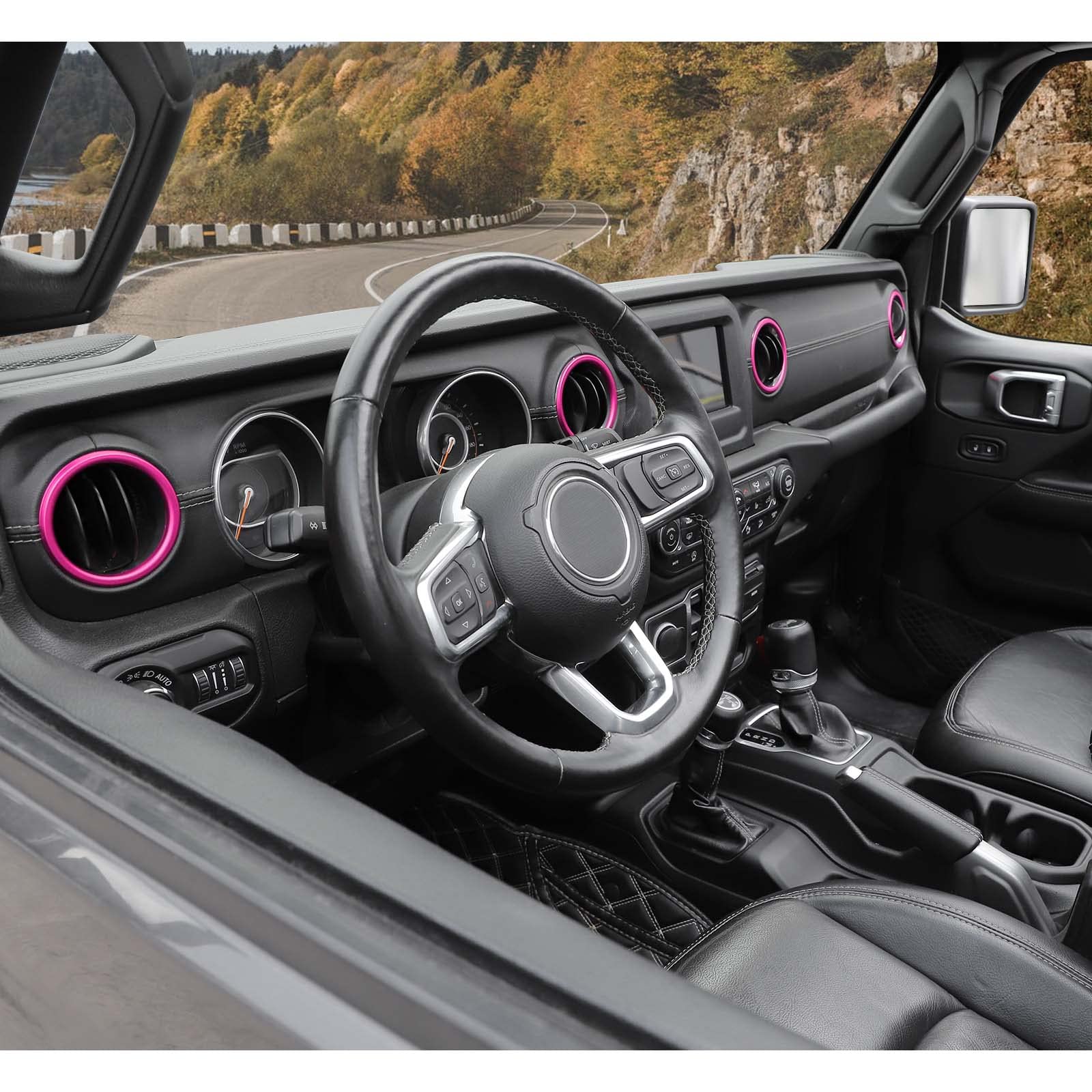 Jeep JL Dash Air Vent Outlet Bezel Trim - Pink Aluminum Alloy Ventilation Grille for 2018-2023 Jeep Wrangler JL/JLU & Gladiator JT - Interior Accessories Upgrade for Enhanced Style & Airflow