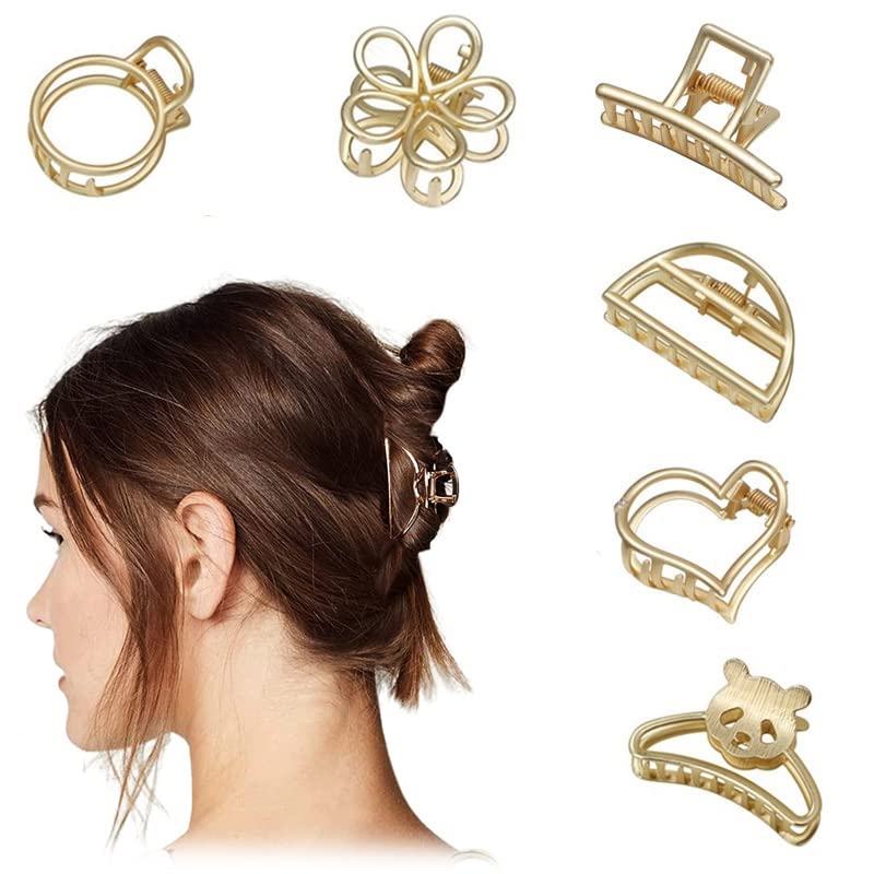 Stylish Gold Metal Hair Clips for Women & Girls - 8 Pack Medium Size Hair Clutchers - Trendy Hair Accessories Gift for Her - Perfect for Parties, Weddings & Everyday Styling