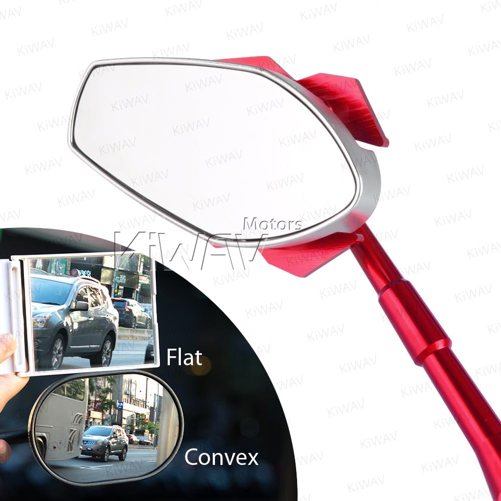 KiWAV Viper Red Motorcycle Mirrors with Black Adapter - Fairing Mount Compatible for Ducati Panigale | Durable & Stylish Upgrade for Sport Bikes - Perfect for Racing & Urban Riding