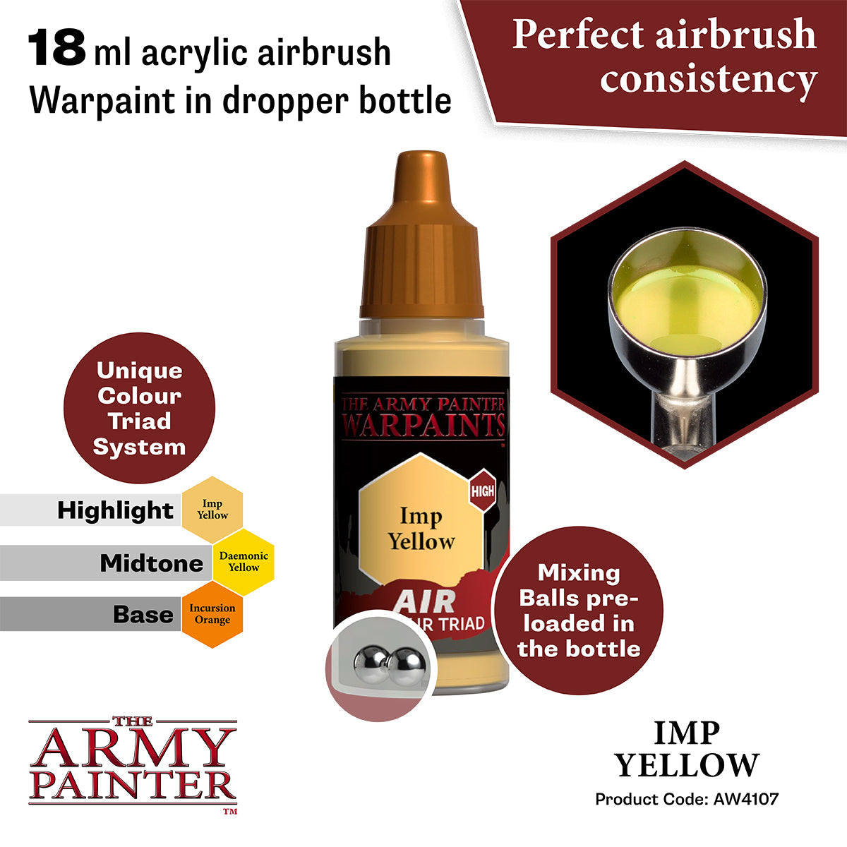 Warpaints Air: Imp Yellow - High-Quality Acrylic Paint for Miniatures & Models - Perfect for Warhammer, D&D, and Tabletop Gaming