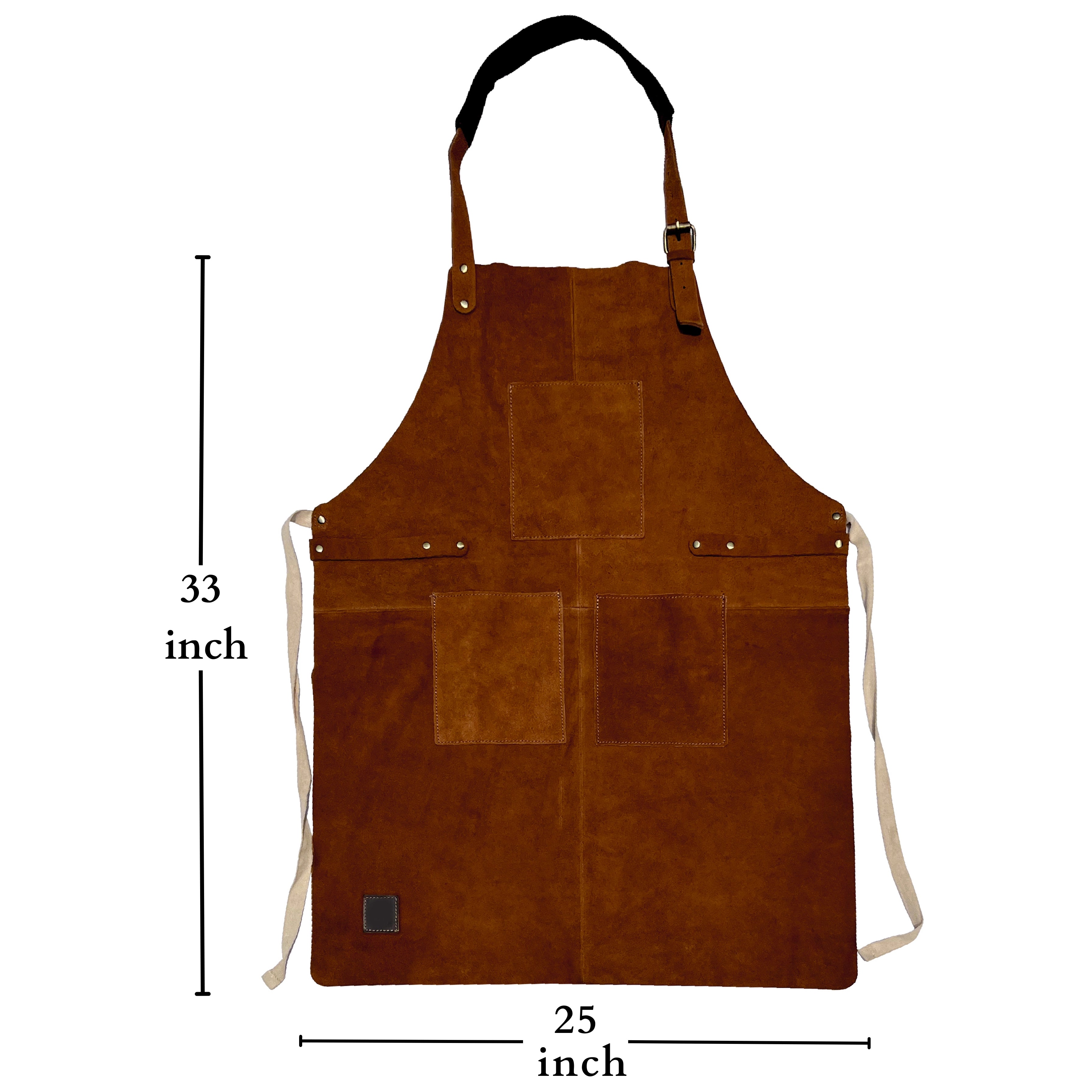 Premium Kuche Natural Leather Grill Apron for Men & Women - Heavy Duty BBQ Cooking Apron with Adjustable Straps - Perfect for Grilling, Smoking, and Outdoor Cooking