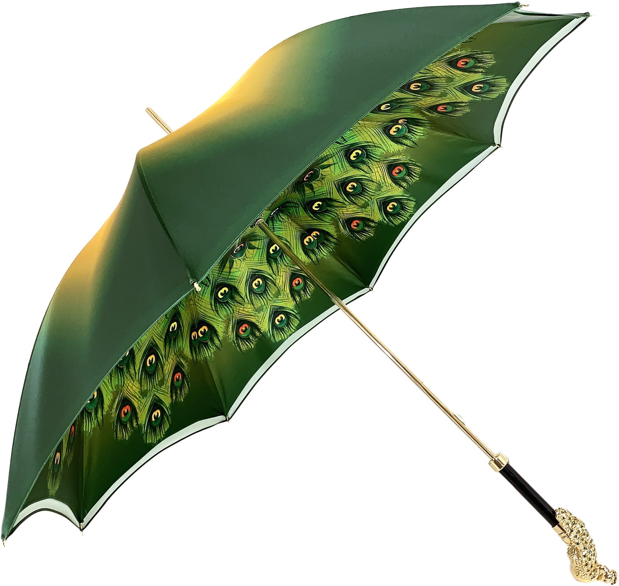Premium Green Peacock Umbrella by il Marchesato - Stylish Rain Protection for Outdoor Events, Weddings & Fashion Accessories