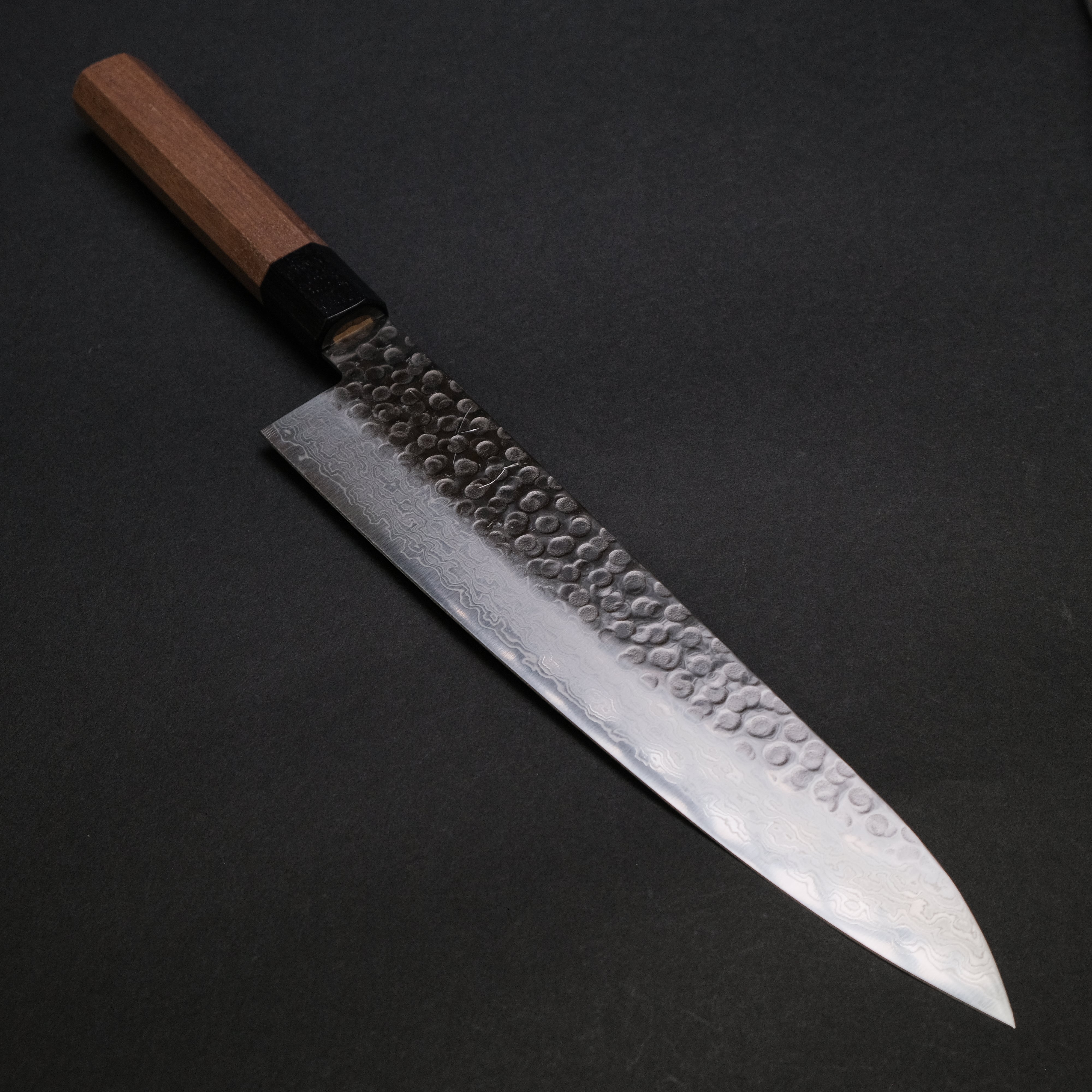 Hitohira HG Tsuchime Damascus Gyuto 240mm Japanese Chef Knife with Walnut Handle - Perfect for Sushi, Meat Slicing & Professional Kitchen Use