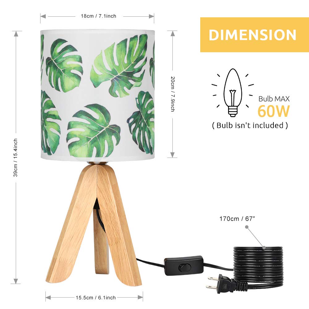 HAITRAL Small Table Lamp - Modern Tripod Nightstand Lamp with Wooden Base & Fabric Shade for Bedroom, Kids Room, Dorm, Office | Perfect Bedside Desk Lighting for Reading, Study & Decor