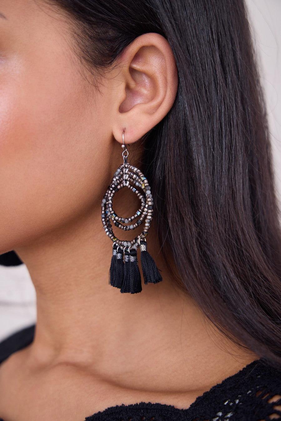 Beaded Tassel Hoop Earrings for Women - Stylish Bohemian Dangle Earrings for Party, Wedding & Everyday Wear