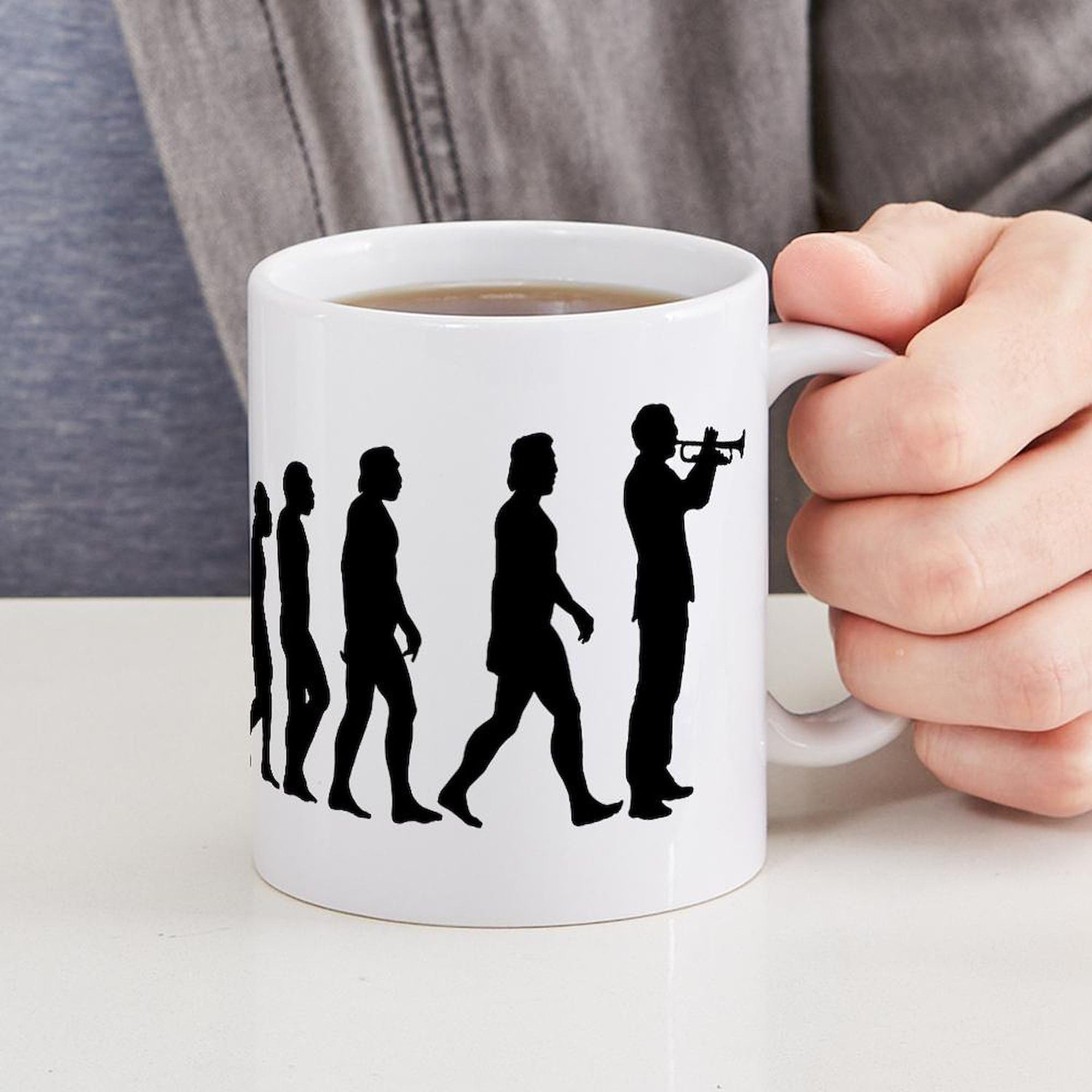 11 oz (325 ml) Ceramic Coffee Mug - Evolution Trumpet Design by CafePress | Perfect for Home, Office & Gifts