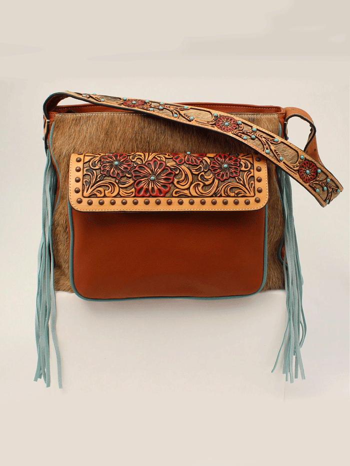 Ariat A770005408 Women's Lorelei Tote Bag - Genuine Calf Hair Leather with Tooled Tan Design - Perfect for Work, Travel & Everyday Use