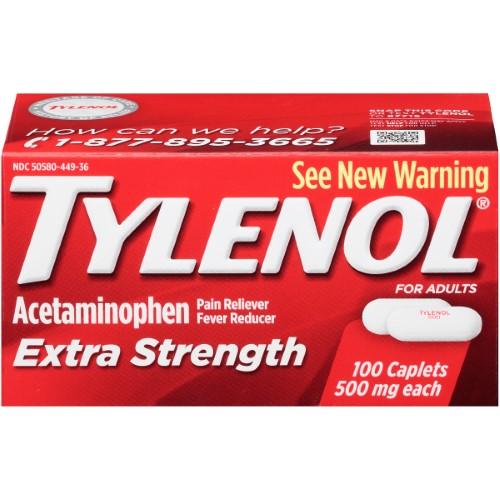 Tylenol Extra Strength Pain Reliever Caplets 500mg - 100 Count | Fast-Acting Acetaminophen for Headache, Muscle & Joint Pain Relief | Home, Office & Travel First Aid Kit Essential