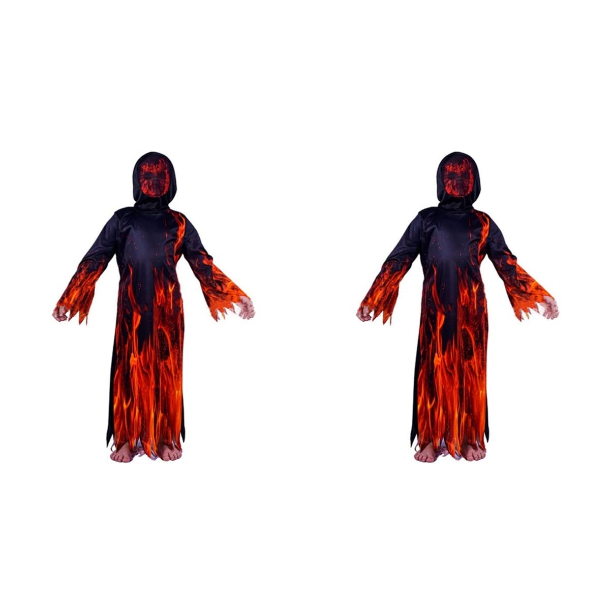BESTOYARD Witch Costume 2-Piece Set with Flame Cape - Halloween Cosplay Outfit for Kids & Adults | Perfect for Trick-or-Treating, Costume Parties & Witch-Themed Events
