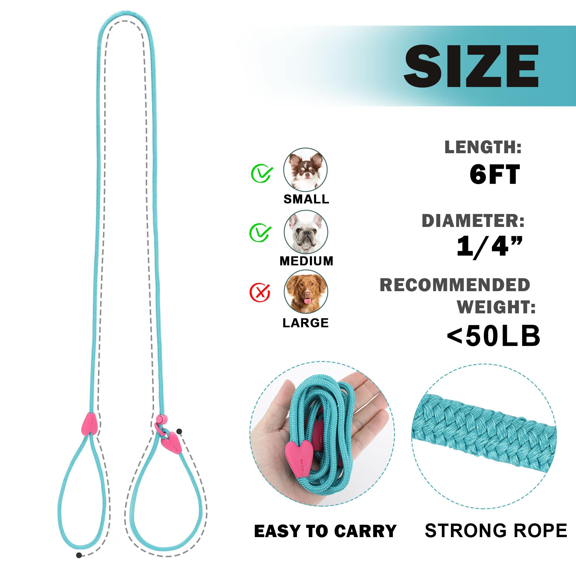No Pull Slip Lead Dog Leash - 6FT Strong Nylon Training Leash for Dogs & Puppies with 6 Color Options (Green) - Perfect for Walking, Training & Outdoor Adventures