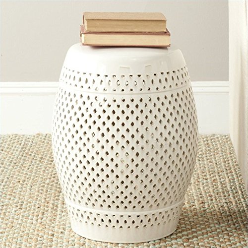 SAFAVIEH ACS4507B Cream Diamond Ceramic Decorative Garden Stool - Outdoor Patio, Balcony & Indoor Home Decor Accent Piece
