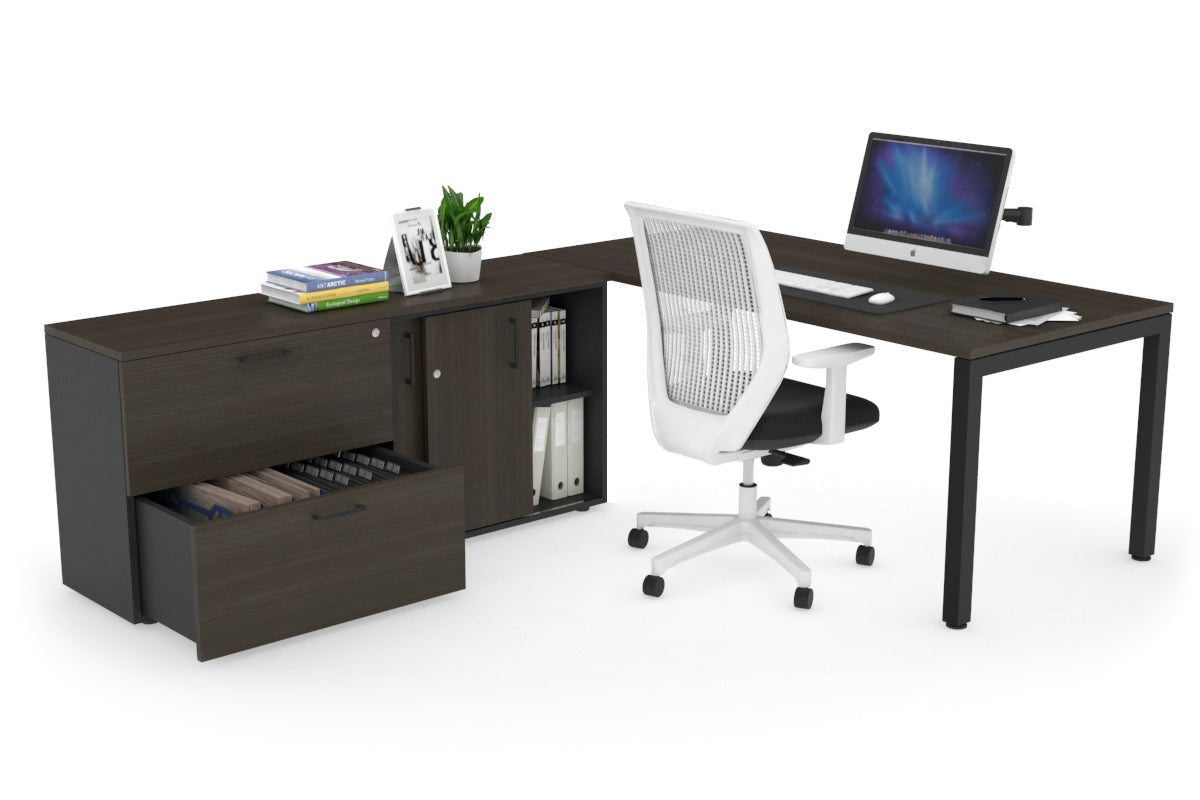 Quadro Square Executive Black Frame Office Desk [1800L x 700W] - Modern Workspace Solution for Home & Business Offices