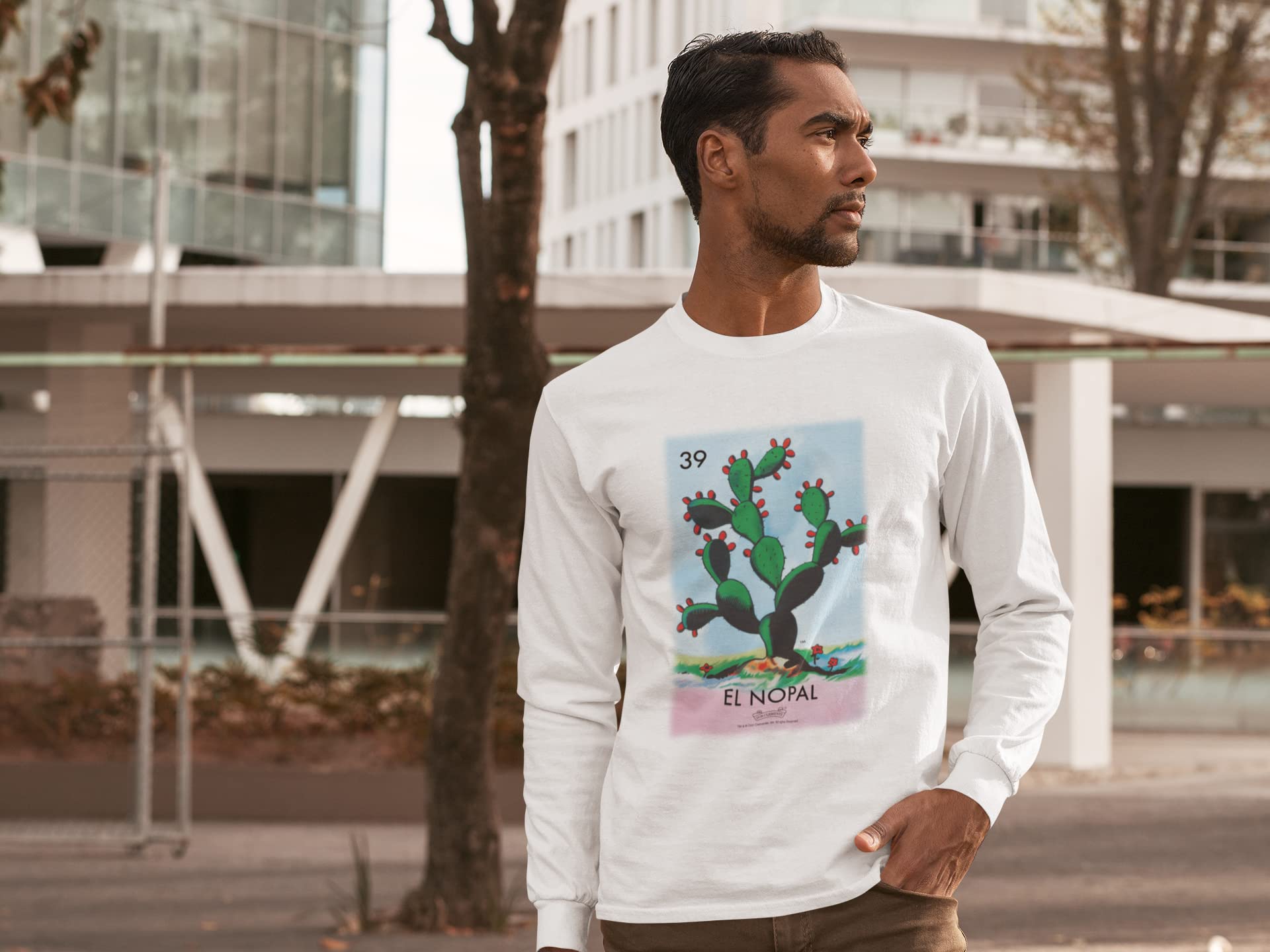 Pop Threads El Nopal Cactus Loteria Card Mexican Graphic T-Shirt for Men - Vintage Latina Style Cotton Tee for Casual Wear, Street Fashion & Hispanic Heritage Celebrations