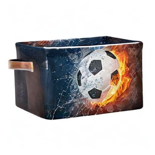 **AUUXVA SEULIFE Foldable Storage Basket - Large Collapsible Organizer Bin for Football, Soccer Toys, Bathroom, Kids Nursery & Closet - Fire & Water Resistant with Handles (1 Pack) - Perfect for Sports Gear, Bathroom Essentials & Kids' Room Organization**