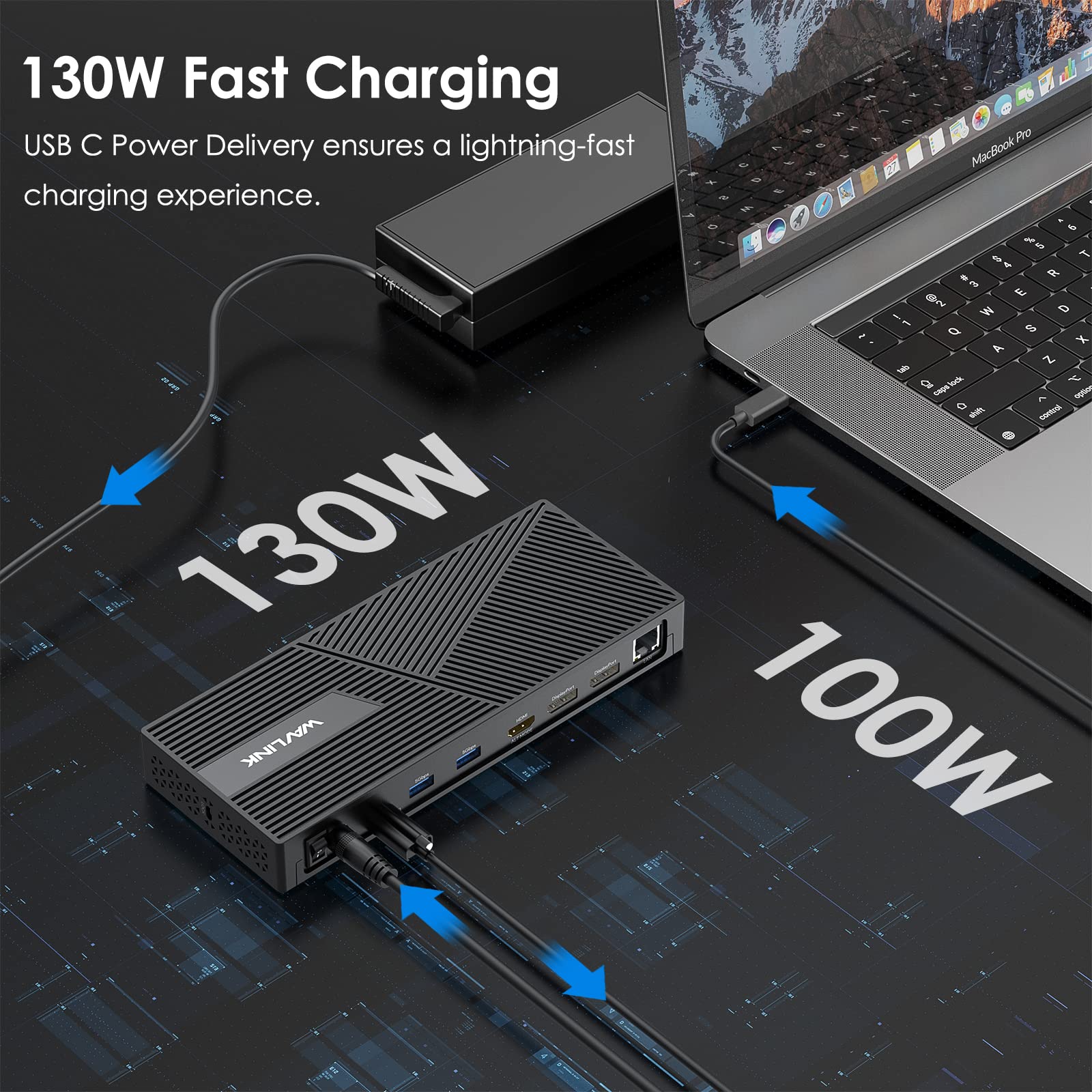 WAVLINK 12-in-1 Triple 4K DisplayLink Docking Station with Dual DP & HDMI Ports, USB A/C, PD Charging - Compatible with MacBook, Dell XPS, Steam Deck, HP, Lenovo ThinkPad, Surface Pro - Perfect for Home Office, Gaming & Multi-Monitor Workstations
