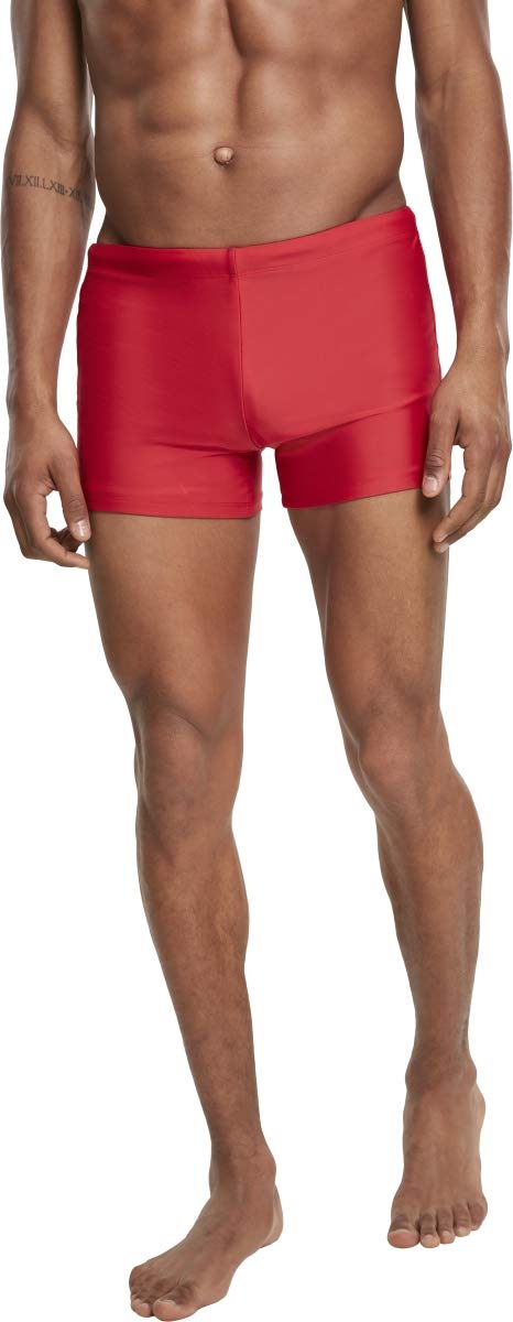 Urban Classics Men's Basic Swim Trunks - Quick Dry Red Swim Shorts for Beach, Pool & Vacation - Size M