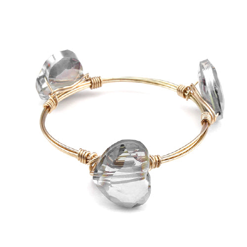 Aurora Boreale Heart Wire Bangle - Elegant Adjustable Bracelet for Women, Perfect for Valentine's Day, Anniversary & Romantic Gifts