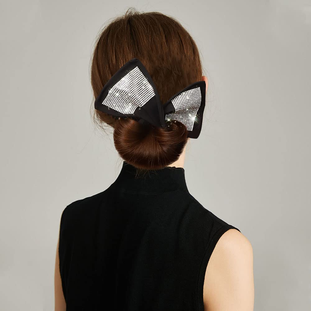 2 Pack Deft Crystal Diamond Hair Bun Maker - Reusable Donut Bun Wraps & Elastic Hair Bands for Women & Girls | Perfect for Updos, Ponytails & Everyday Hairstyles