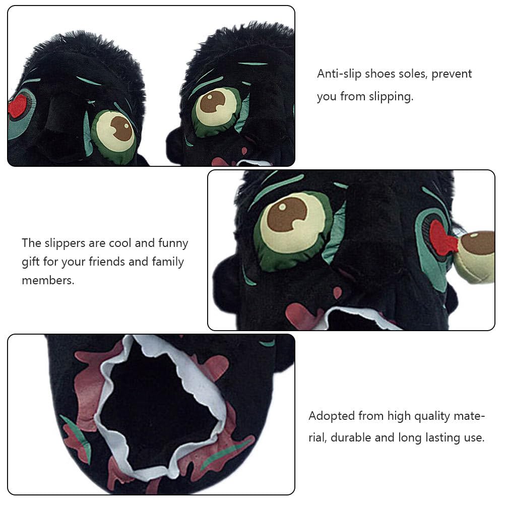 BESPORTBLE Funny Zombie Slippers for Men - Halloween Cartoon Cotton House Shoes with Anti-Slip Sole - Perfect for Halloween Parties, Cosplay & Home Wear (Black)