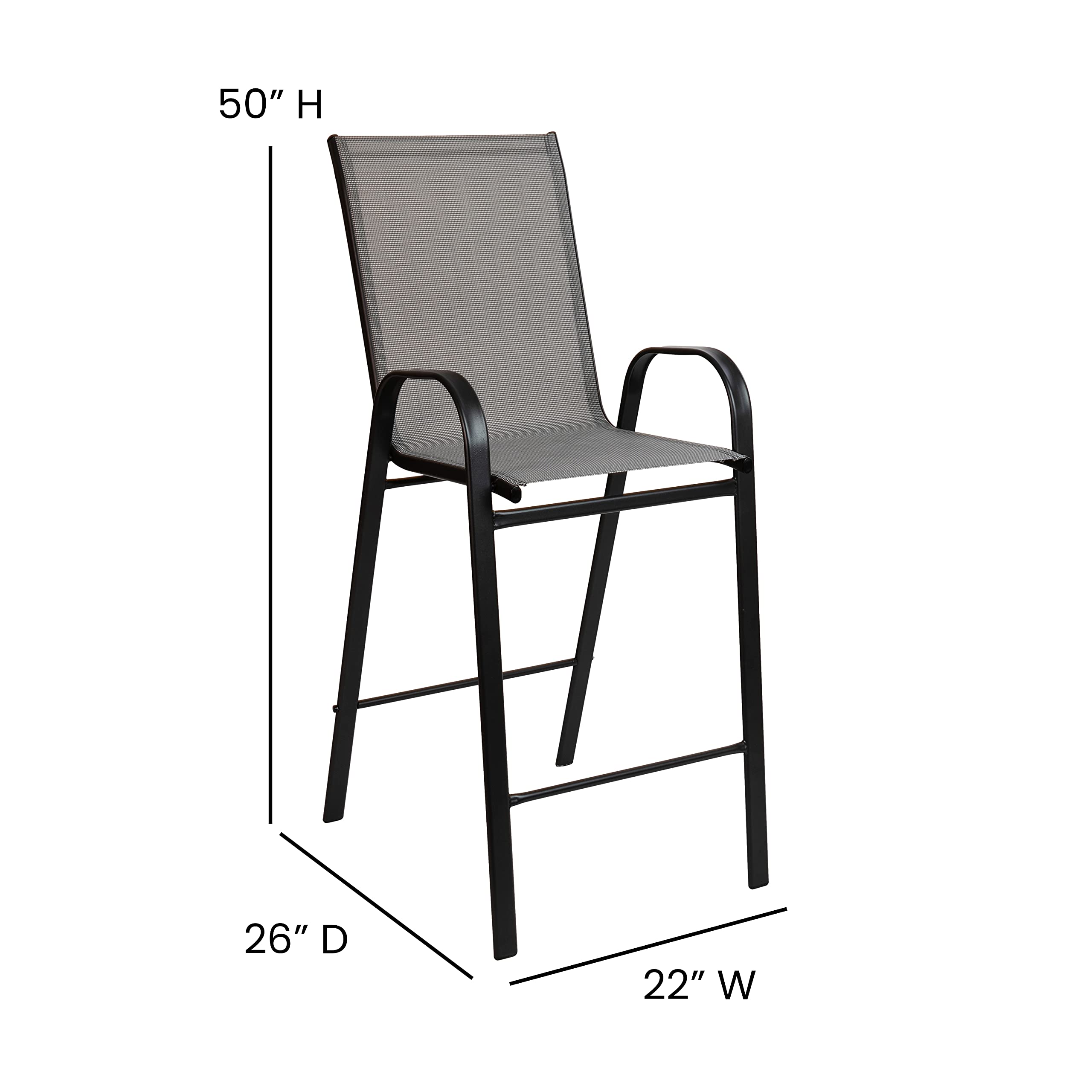 Flash Furniture Brazos 4-Person Outdoor Dining Set - Patio Table and Chairs for Backyard, Garden, Poolside or Deck - Weather-Resistant Aluminum and Mesh Seating